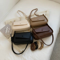 Retro PU Leather Handbags for Women Shoulder Bag Crossbody Solid Ladies