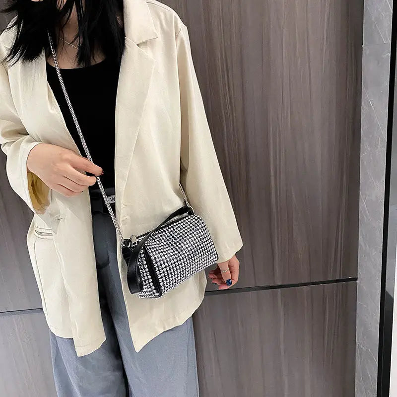 Rhinestones Women's Shoulder Bags PU Leather Ladies Handbags Clutch Purses