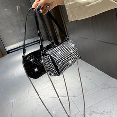 Rhinestones Women's Shoulder Bags PU Leather Ladies Handbags Clutch Purses