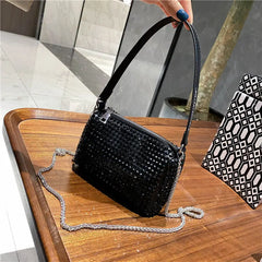 Rhinestones Women's Shoulder Bags PU Leather Ladies Handbags Clutch Purses