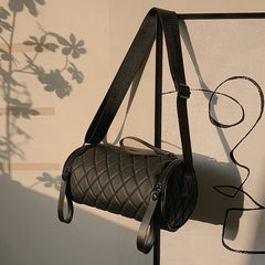 Rhombic Cylindrical Nylon Shoulder Bag for Women