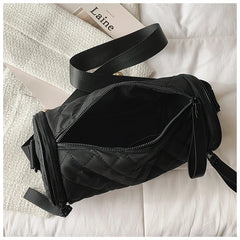 Rhombic Cylindrical Nylon Shoulder Bag for Women