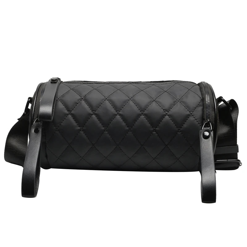 Rhombic Cylindrical Nylon Shoulder Bag for Women