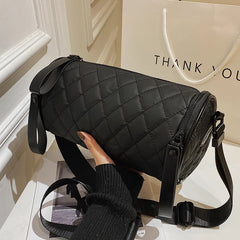 Rhombic Cylindrical Nylon Shoulder Bag for Women