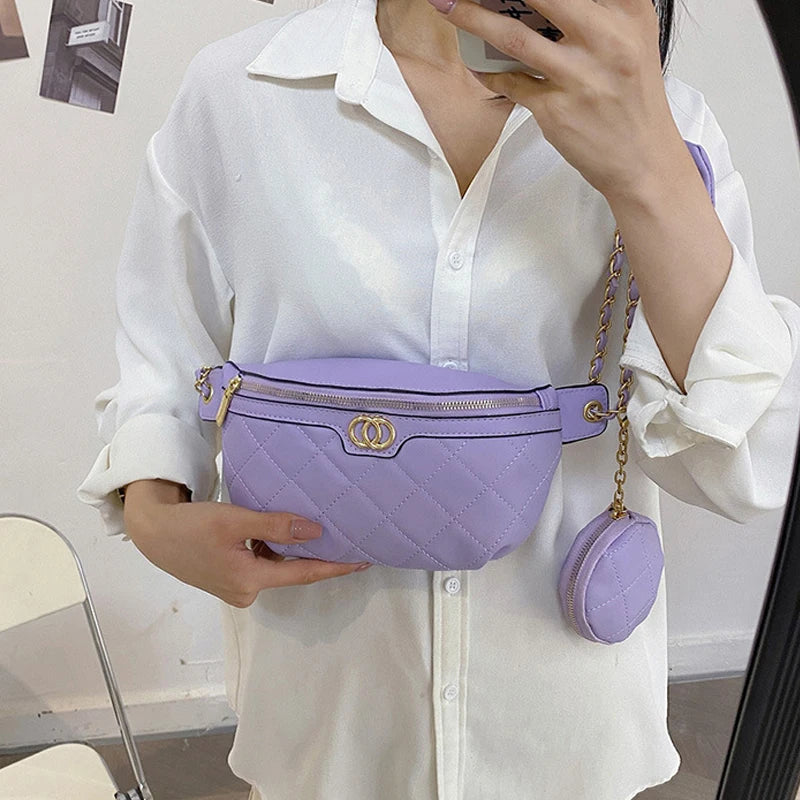 Rhombus Waist Bag Lady Two-piece Chest Bags Belt Bag