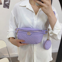 Rhombus Waist Bag Lady Two-piece Chest Bags Belt Bag