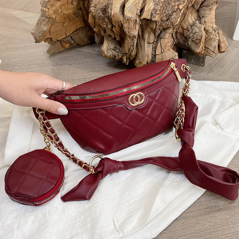 Rhombus Waist Bag Lady Two-piece Chest Bags Belt Bag