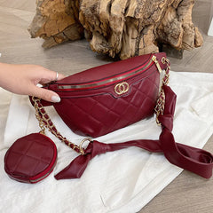 Rhombus Waist Bag Lady Two-piece Chest Bags Belt Bag