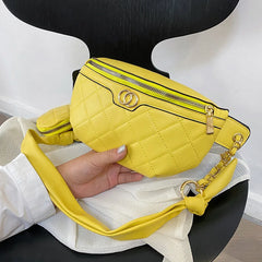 Rhombus Waist Bag Lady Two-piece Chest Bags Belt Bag