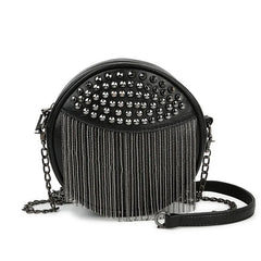 Punk Style Chain Shoulder Bag Small Rivet Tassel Crossbody Bag