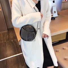 Punk Style Chain Shoulder Bag Small Rivet Tassel Crossbody Bag