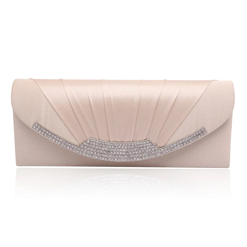 Satin Clutch Bag Chain Shoulder Wedding Envelope Pouch Ladies Party Banquet