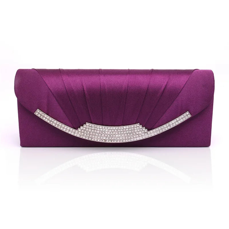 Satin Clutch Bag Chain Shoulder Wedding Envelope Pouch Ladies Party Banquet