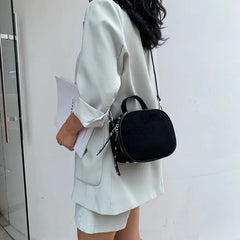 Leather Flap Bag Large Capacity Women Shoulder Crossbody Rivets Tote Handbag