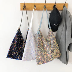 Sequined Shoulder Crossbody Bag Large Bucket Bag Girls Purse