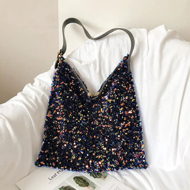 Sequins Women Shoulder Bags Handbags Large Capacity Tote Messenger Bag Lady