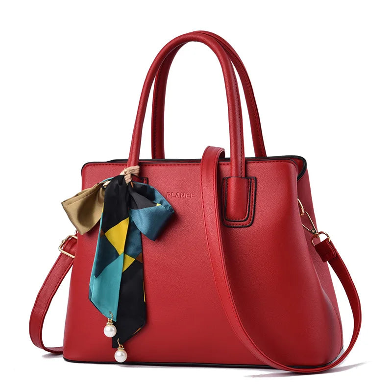 Silk Decoration Women Bags Leather Womens Handbags Crossbody Bags