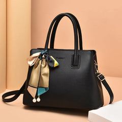 Silk Decoration Women Bags Leather Womens Handbags Crossbody Bags