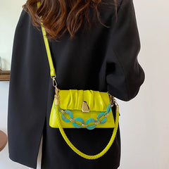 Leather Underarm Shoulder Bags Beading Chain Handbags Flap Crossbody Bags