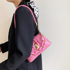 Leather Underarm Shoulder Bags Beading Chain Handbags Flap Crossbody Bags