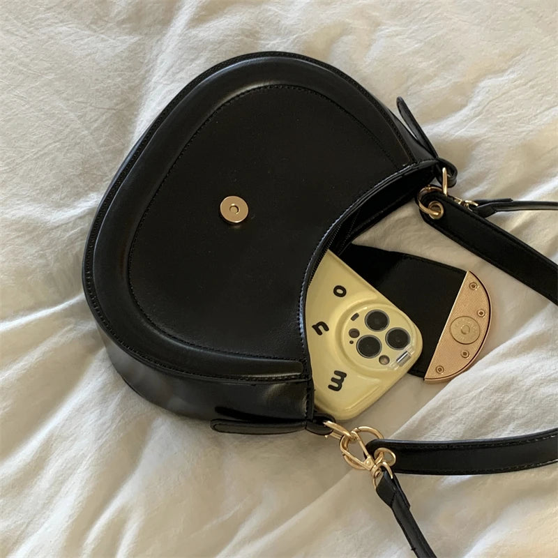 Women's Vintage Shoulder Bag Pu Leather Saddle Purse Messenger Bag
