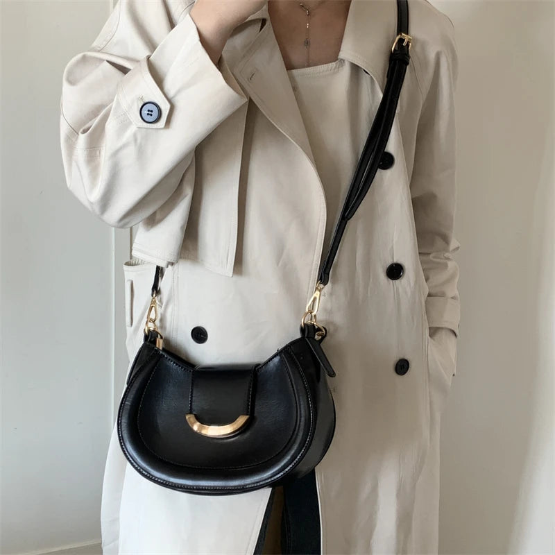 Women's Vintage Shoulder Bag Pu Leather Saddle Purse Messenger Bag