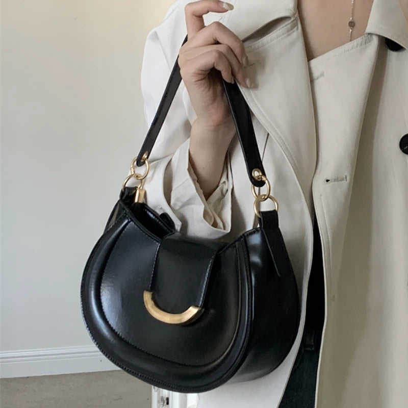 Women's Vintage Shoulder Bag Pu Leather Saddle Purse Messenger Bag