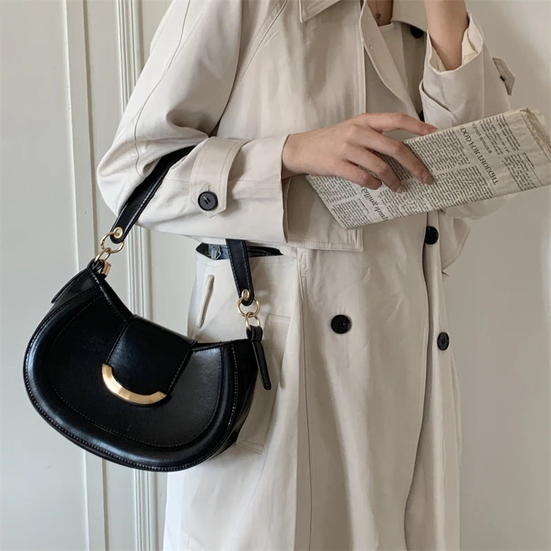 Women's Vintage Shoulder Bag Pu Leather Saddle Purse Messenger Bag