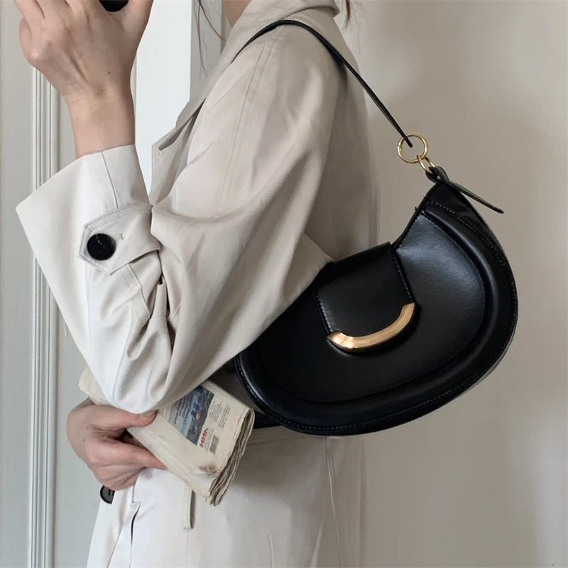 Women's Vintage Shoulder Bag Pu Leather Saddle Purse Messenger Bag