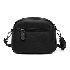 Soft Cow Leather Small Shoulder Bags Women Double Zipper Messenger Bag