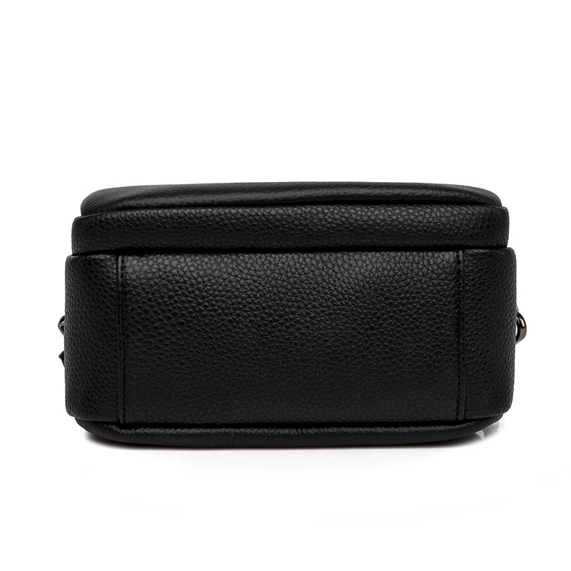 Soft Cow Leather Small Shoulder Bags Women Double Zipper Messenger Bag