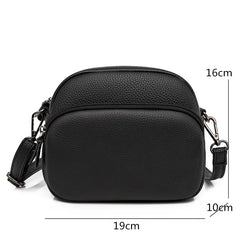 Soft Cow Leather Small Shoulder Bags Women Double Zipper Messenger Bag