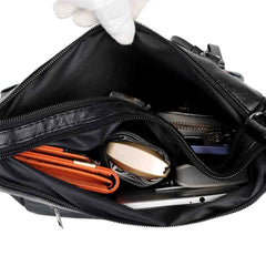 Women's Leather Messenger Shoulder Handbag Floral Multi-Pocket