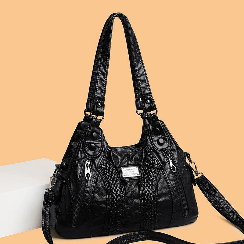 Soft Washed Pu Leather Crossbody Bag for Women