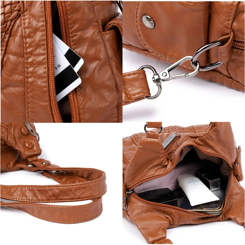 Soft Washed Pu Leather Crossbody Bag for Women