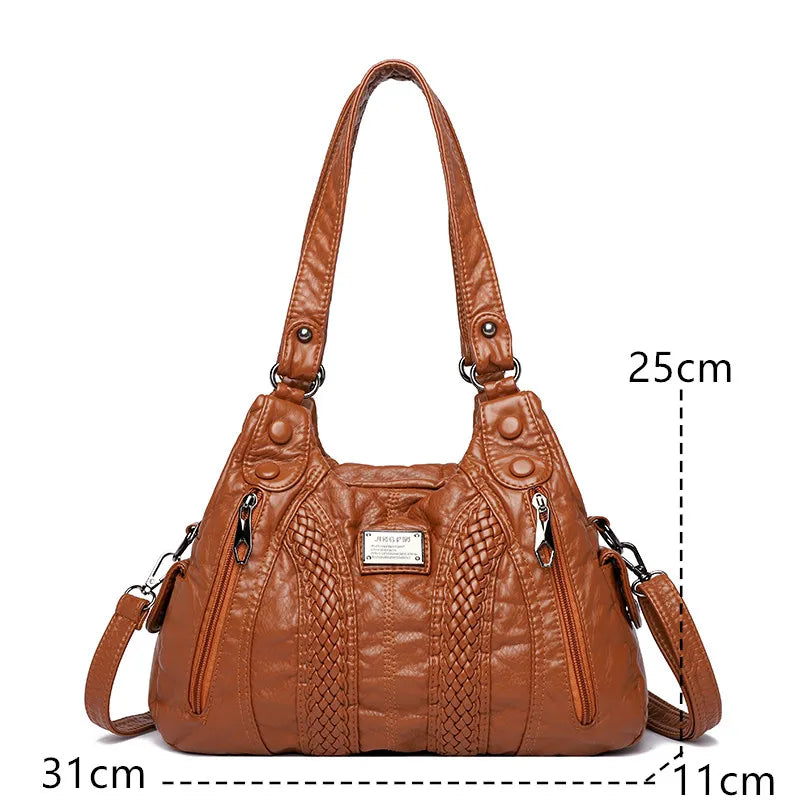 Soft Washed Pu Leather Crossbody Bag for Women