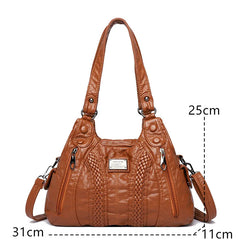 Soft Washed Pu Leather Crossbody Bag for Women