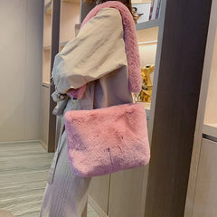 Plush Crossbody Bag Casual Faux Fur Large Shoulder Bags Ladies Purse
