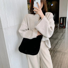Plush Crossbody Bag Casual Faux Fur Large Shoulder Bags Ladies Purse