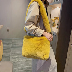 Plush Crossbody Bag Casual Faux Fur Large Shoulder Bags Ladies Purse