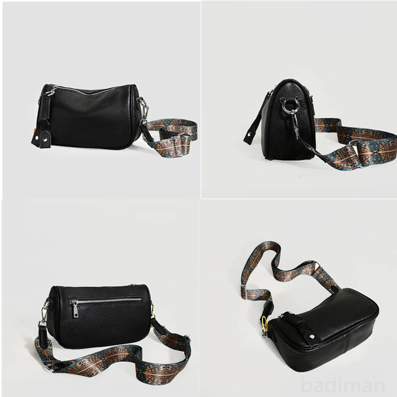Solid Leather Shoulder Crossbody Bag For Women Handbag