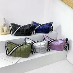 Winter Crossbody Down Bag Wide Strap Messenger Tote Bag Female Handbag