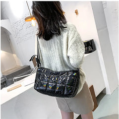 Winter Crossbody Down Bag Wide Strap Messenger Tote Bag Female Handbag