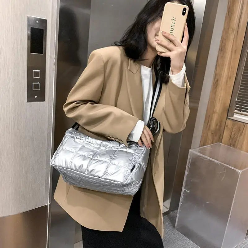 Winter Crossbody Down Bag Wide Shoulder Strap Messenger Bag Sac A Main