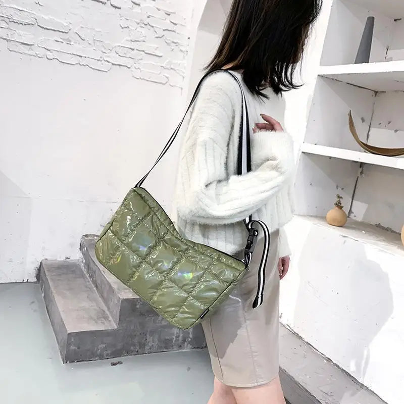 Winter Crossbody Down Bag Wide Shoulder Strap Messenger Bag Sac A Main