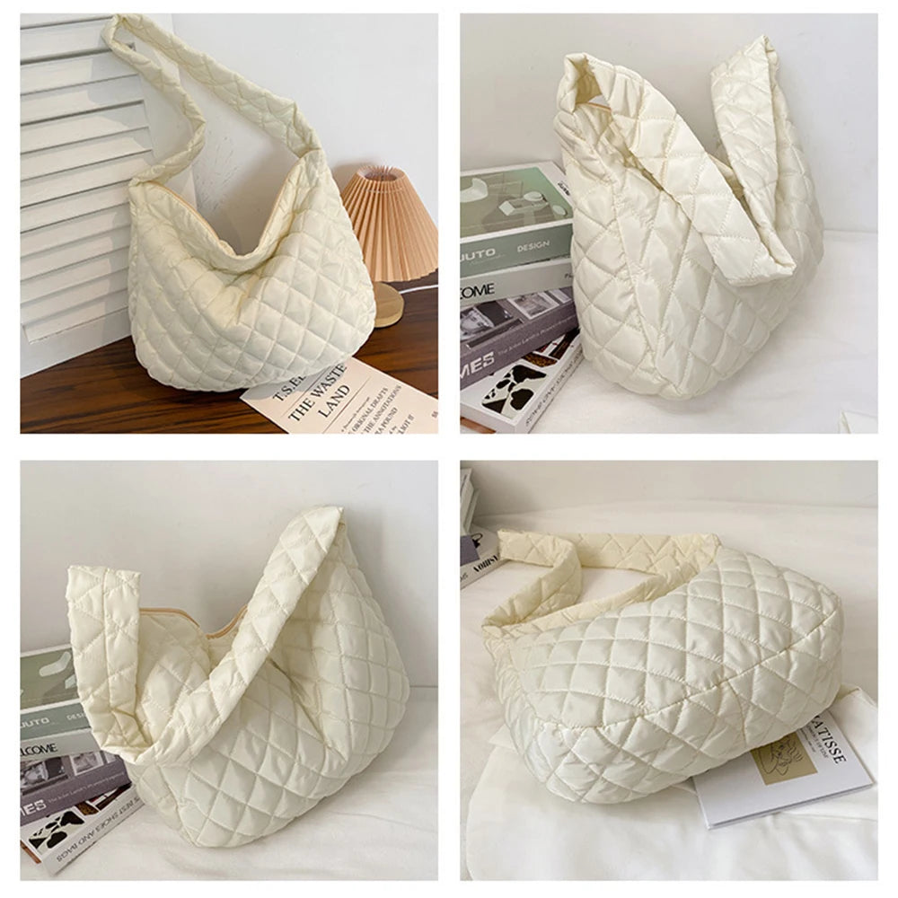 Winter Crossbody Down Bag Handbag Wide Shoulder Strap Messenger Pack