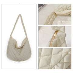 Winter Crossbody Down Bag Handbag Wide Shoulder Strap Messenger Pack