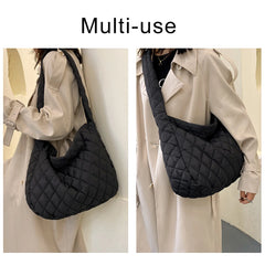 Winter Crossbody Down Bag Handbag Wide Shoulder Strap Messenger Pack