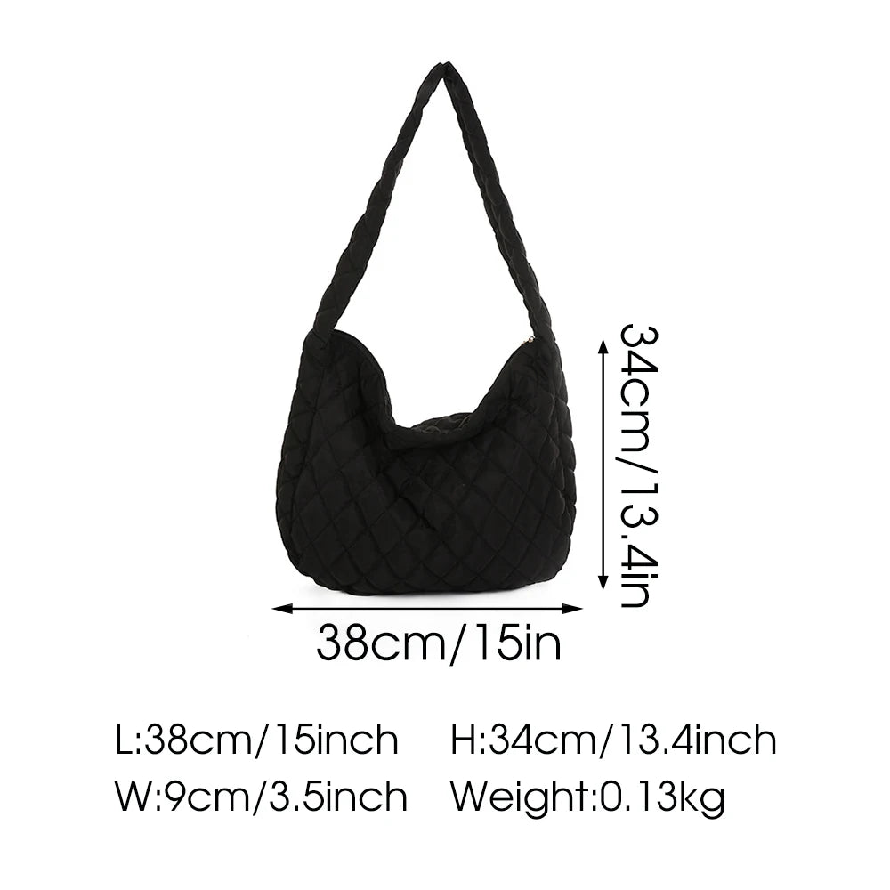 Winter Crossbody Down Bag Handbag Wide Shoulder Strap Messenger Pack