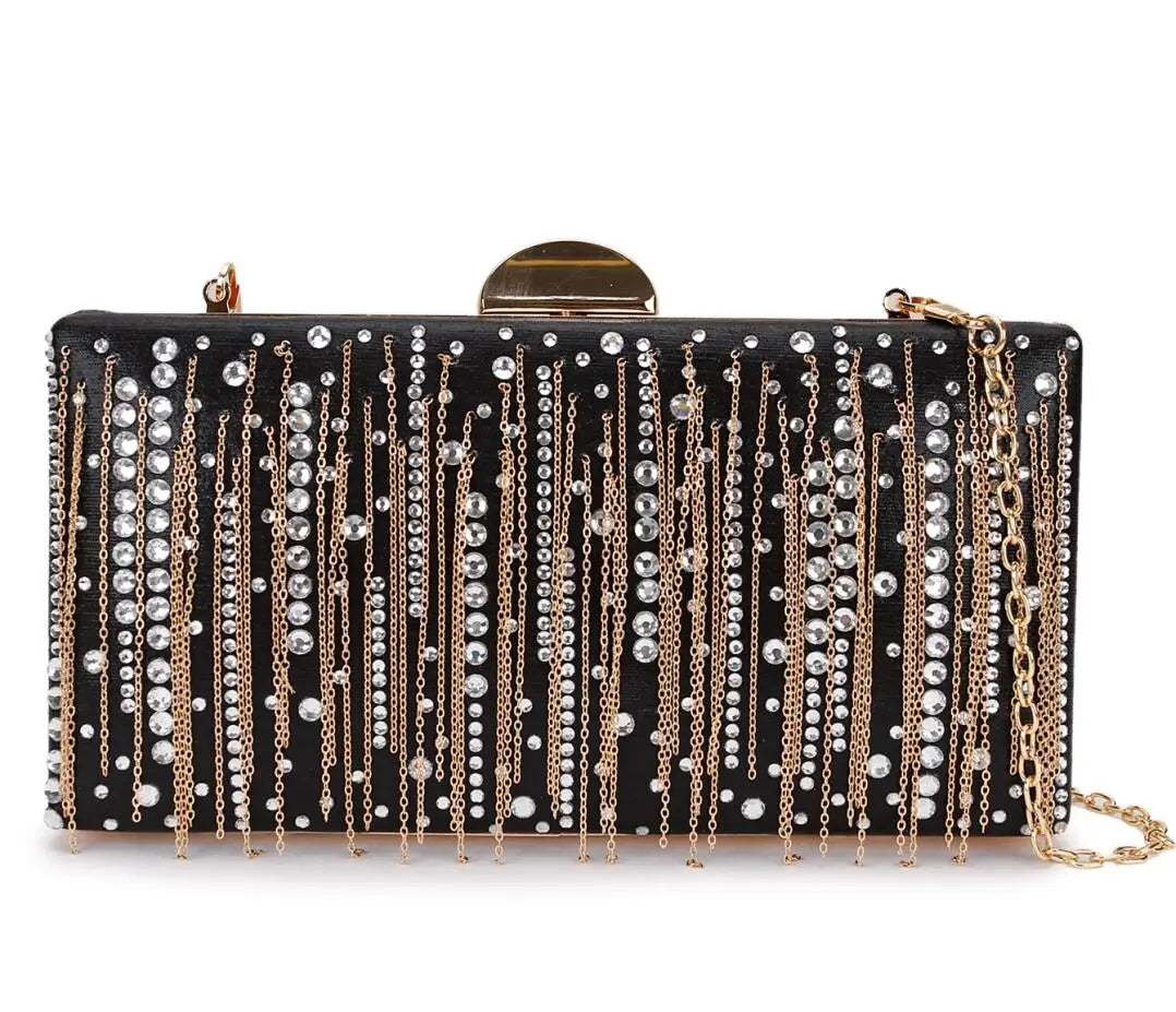 Tassel Diamond Pu Women Evening Bag Clutch Shoulder Crossbody Mini Bag